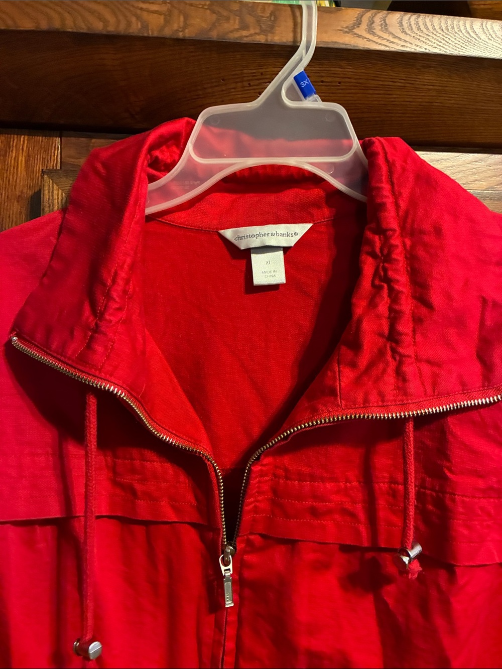 Christopher & Banks Bright Red Zip-Up Utility Jacket